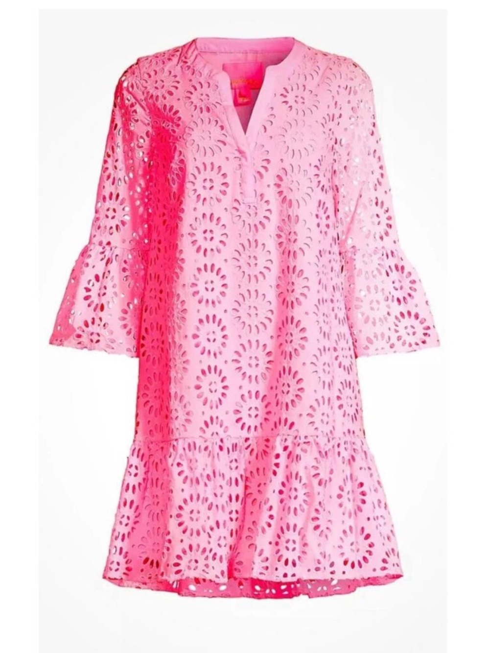 Lilly Pulitzer Bekah Eyelet Tunic Dress Peony Pink 3/4 Sleeve M - Picture 15 of 16